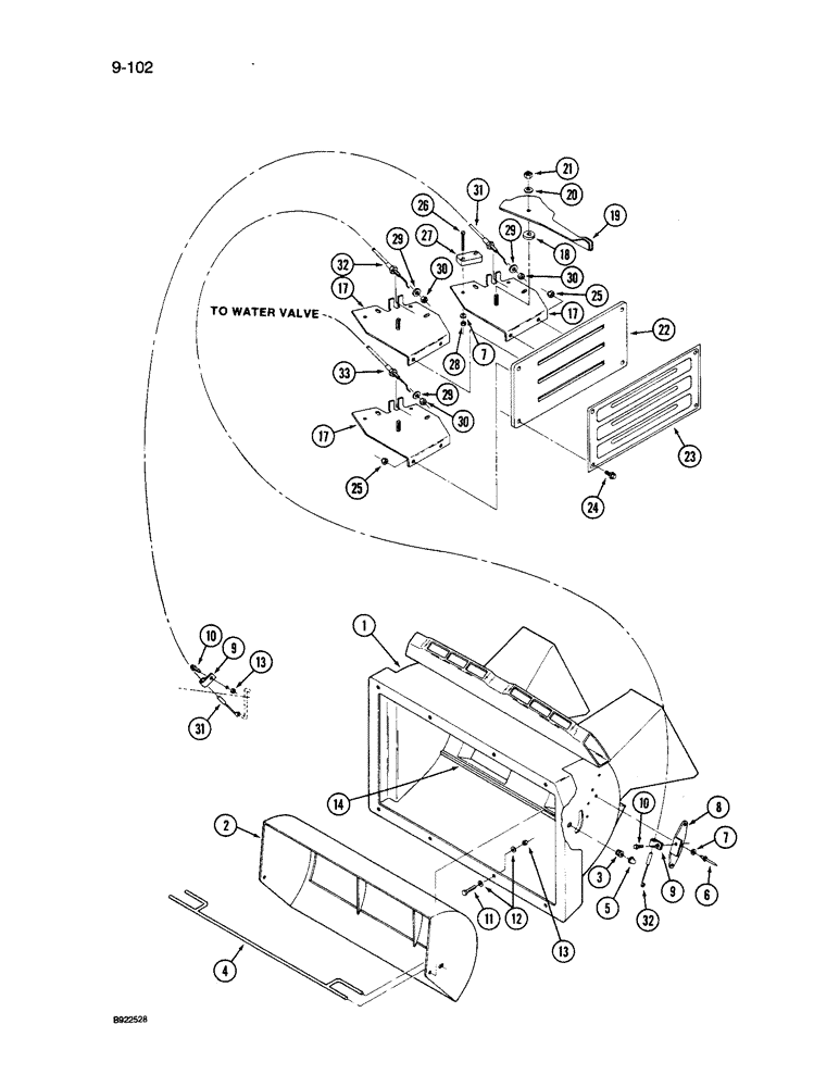 Схема запчастей Case IH 9250 - (9-102) - CAB AIR CONDITIONING AND HEATER, CONTROLS AND AIR PLENUM, PRIOR TO P.I.N. JCB0028400 (09) - CHASSIS/ATTACHMENTS
