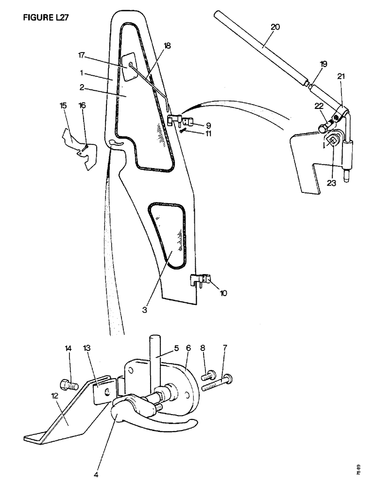 Схема запчастей Case IH 1412 - (L27-1) - CHASSIS, BONNET, FENDERS, SAFETY FRAME AND CAB, DOORS DB WEATHERFRAME 1410, 1412 (12) - CHASSIS