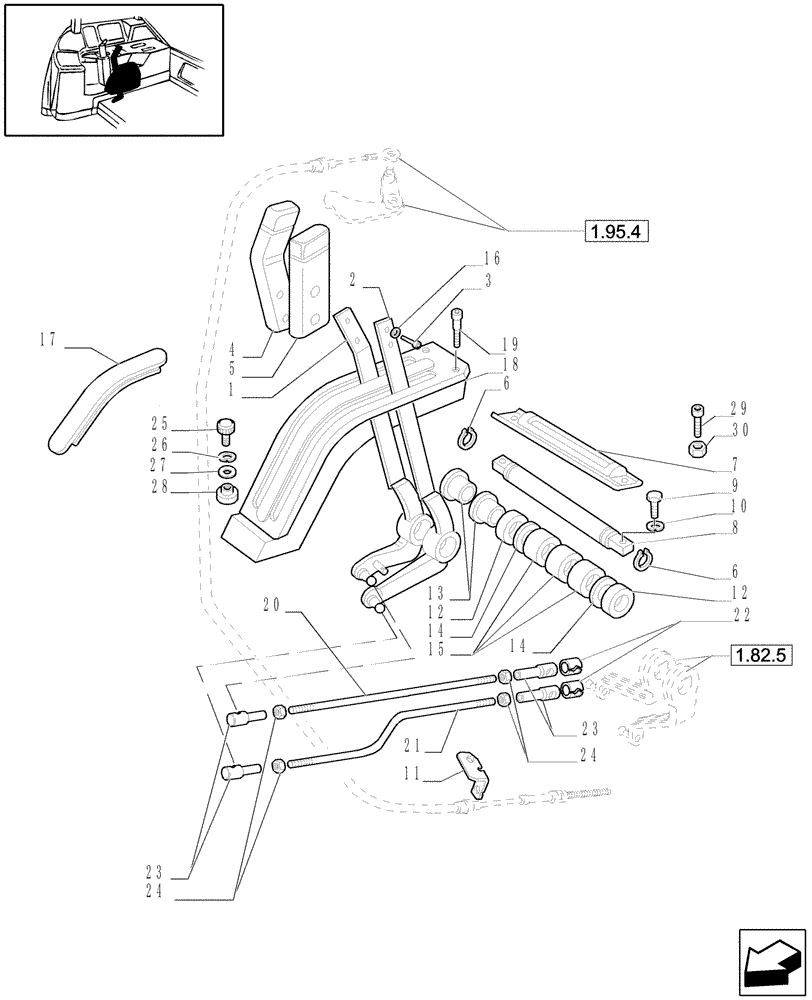 Схема запчастей Case IH JX1080U - (1.96.1[01]) - CAB - HYDRAULIC LIFT OUTER CONTROLS (10) - OPERATORS PLATFORM/CAB
