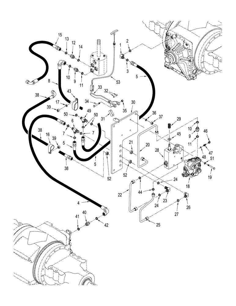 Схема запчастей Case IH STX375 - (07-04) - 400 SERIES AXLE - PARK BRAKE CIRCUIT, WITHOUT DIFFERENTIAL LOCK, BSN JEE0102001 (07) - BRAKES