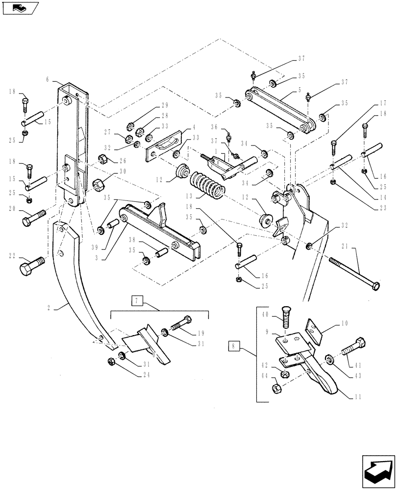 Схема запчастей Case IH TURBO-TIGER - (75.200.01) - AUTO-RESET ASSEMBLY (39) - FRAMES AND BALLASTING