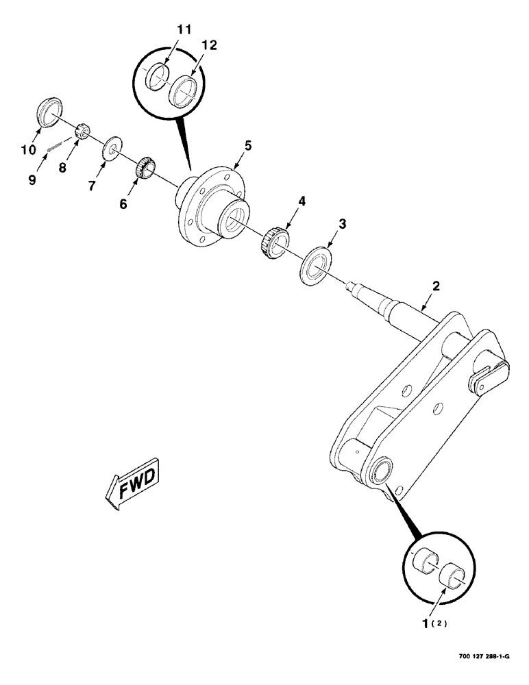 Схема запчастей Case IH 8312 - (7-22) - HUB, AXLE AND STRUT ASSEMBLY, RIGHT (58) - ATTACHMENTS/HEADERS