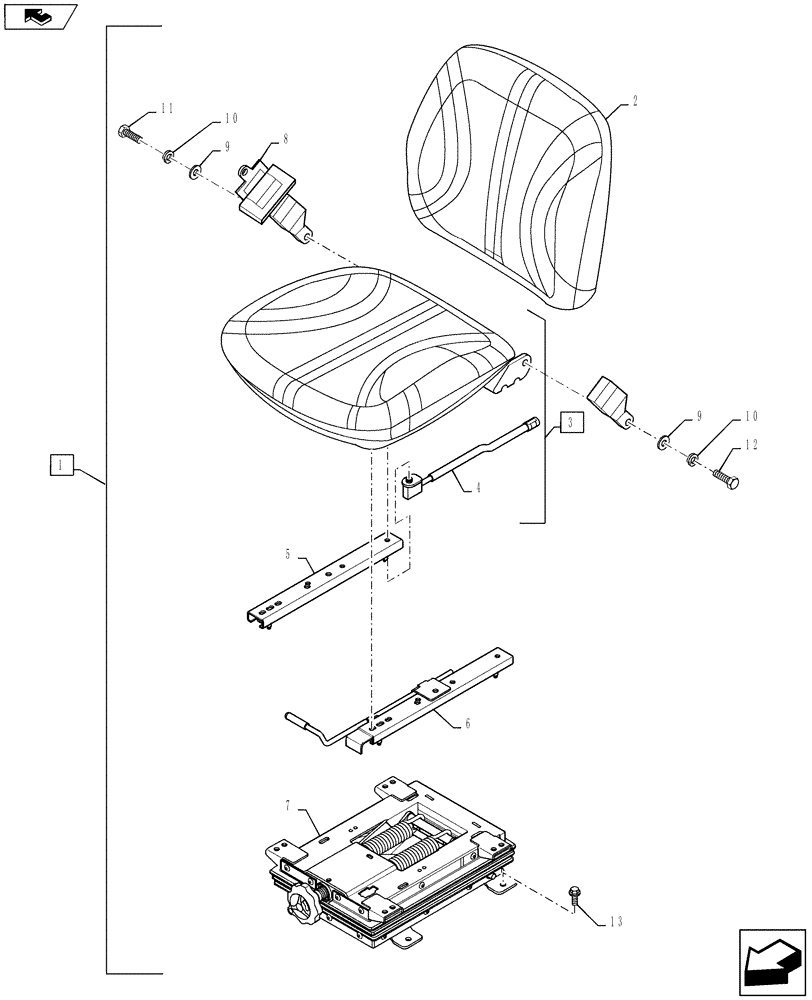 Схема запчастей Case IH FARMALL 40B - (90.120.03) - SEAT, WHEAT (90) - PLATFORM, CAB, BODYWORK AND DECALS