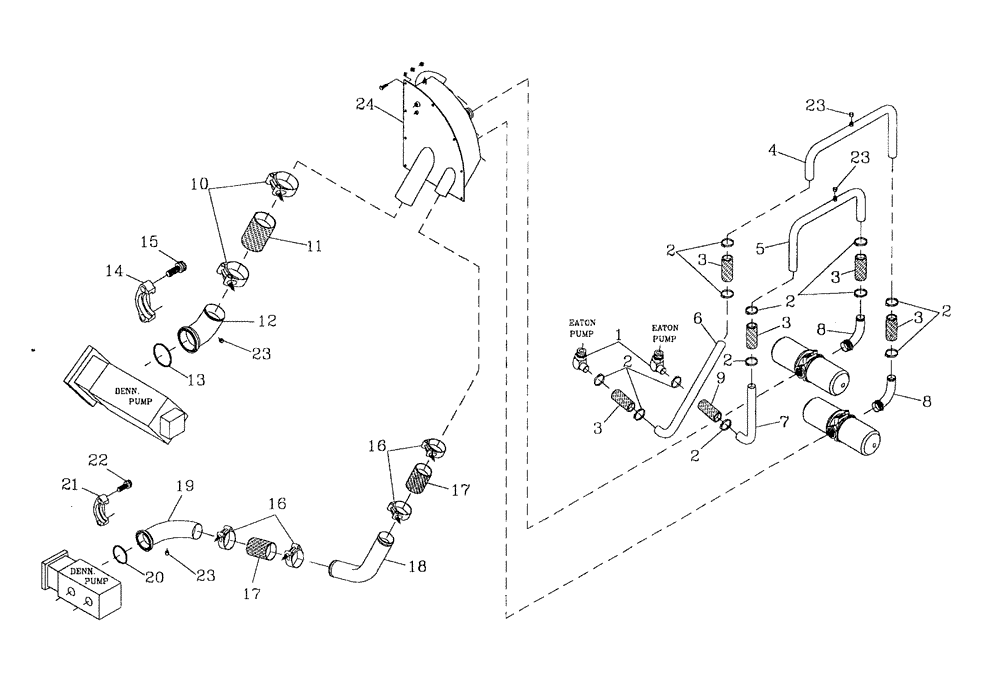 Схема запчастей Case IH 7700 - (B06[04]) - HYDRAULIC SUCTION LINES DENISON Hydraulic Components & Circuits