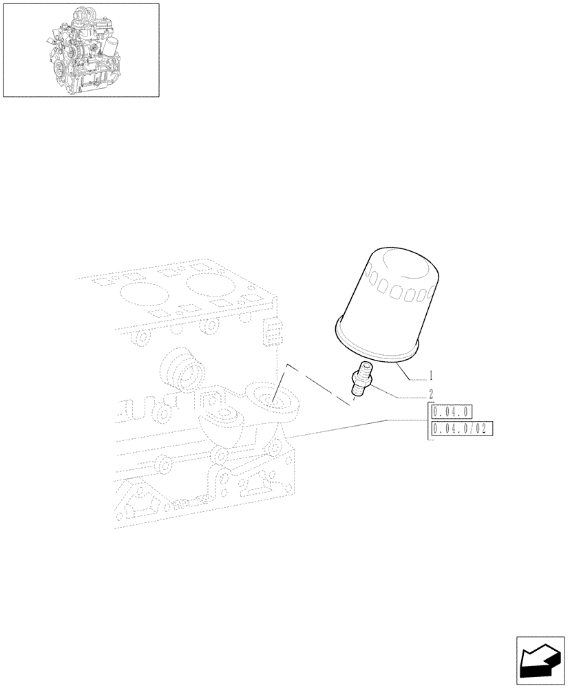 Схема запчастей Case IH JX80 - (0.30.2) - OIL FILTER (01) - ENGINE