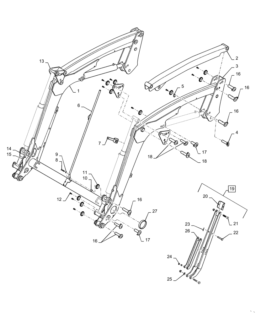 Схема запчастей Case IH L580 - (39.105.01) - LOADER BEAM (39) - FRAMES AND BALLASTING