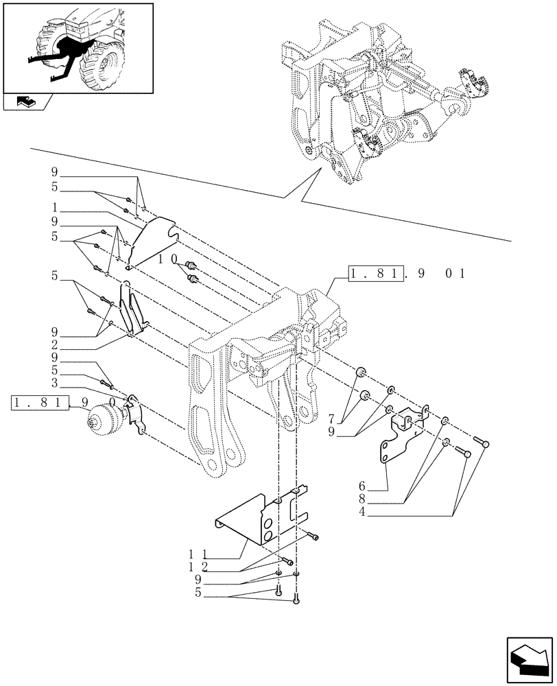 Схема запчастей Case IH PUMA 165 - (1.81.9[03]) - (VAR.087/1) FRONT HPL FOR REAR REMOTES LESS PTO, LESS AUX. COUPLERS - BRACKETS - C6726 (07) - HYDRAULIC SYSTEM