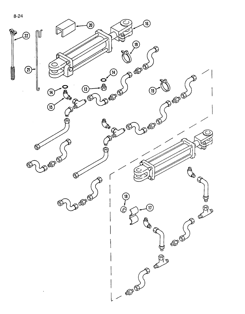 Схема запчастей Case IH 7200 - (8-24) - HYDRAULIC SYSTEM - ENDWISE TRANSPORT, LEADING UNIT, MACHINES (08) - HYDRAULICS