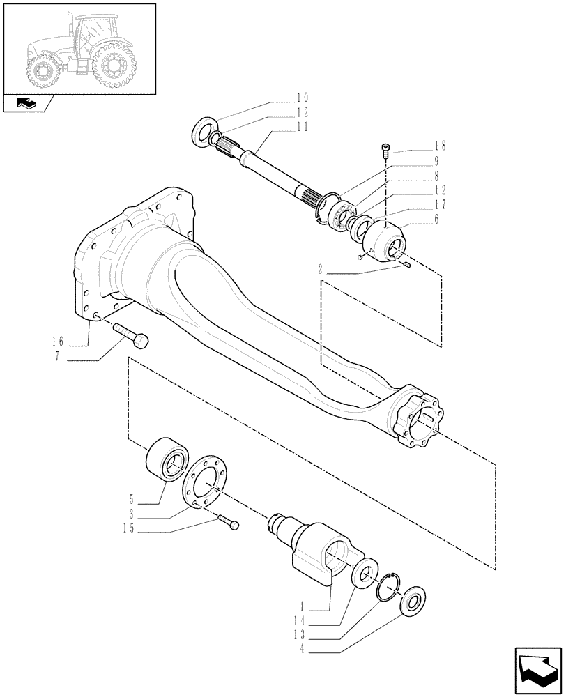 Схема запчастей Case IH PUMA 125 - (1.21.3[01]) - SUSPENDED FRONT AXLE W/MULTI-PLATE DIFF. LOCK - ARM AND SUSPENSION (VAR.330429-330430-330414-330427) (04) - FRONT AXLE & STEERING