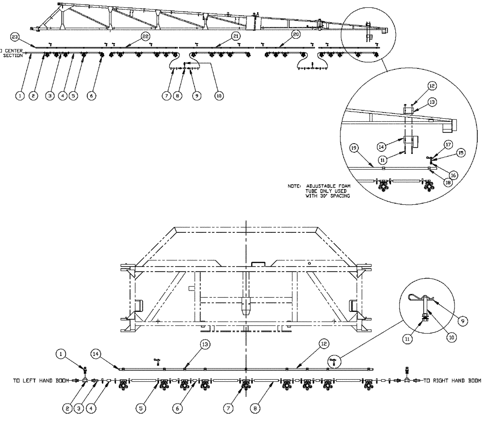 Схема запчастей Case IH PATRIOT 150 - (09-036) - 75 3-BOOM SHUTOFF - 20"/30" ON CENTER - NOZZLES Liquid Plumbing