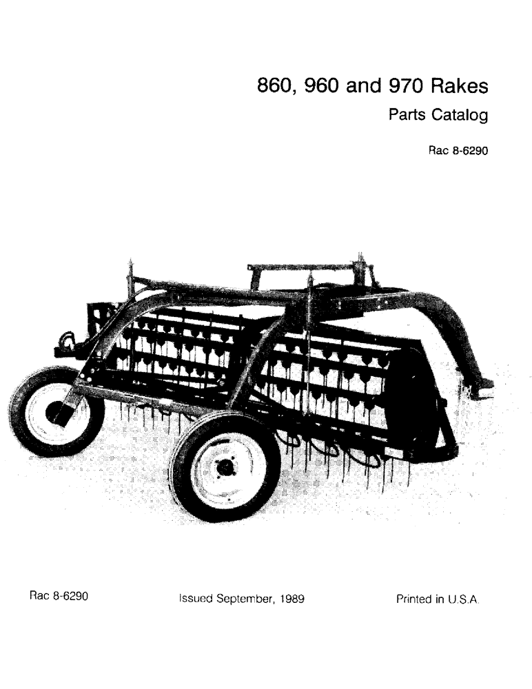Схема запчастей Case IH 860 - (1-1) - 860, 960 AND 970 RAKES (00) - PICTORIAL INDEX