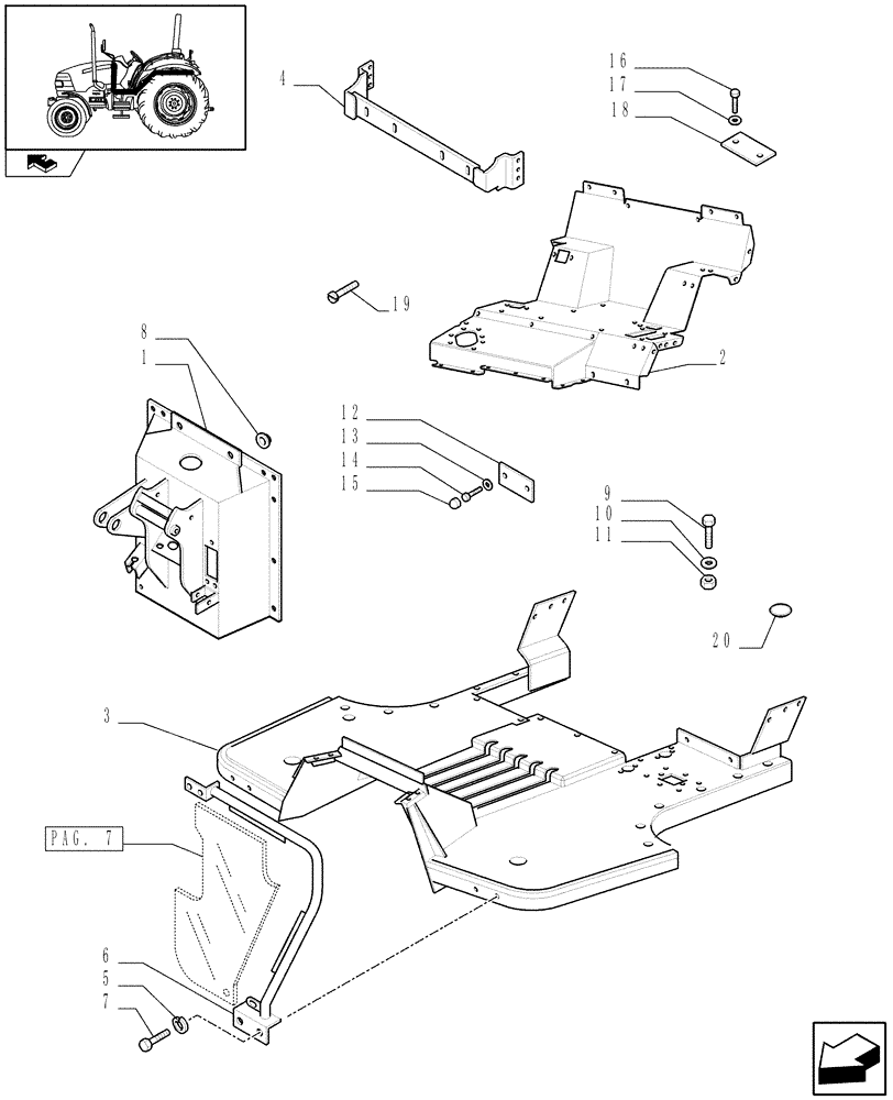 Схема запчастей Case IH FARMALL 95 - (1.92.87[04]) - MUDGUARDS AND FOOTBOARDS - L/CAB - C6752 (10) - OPERATORS PLATFORM/CAB