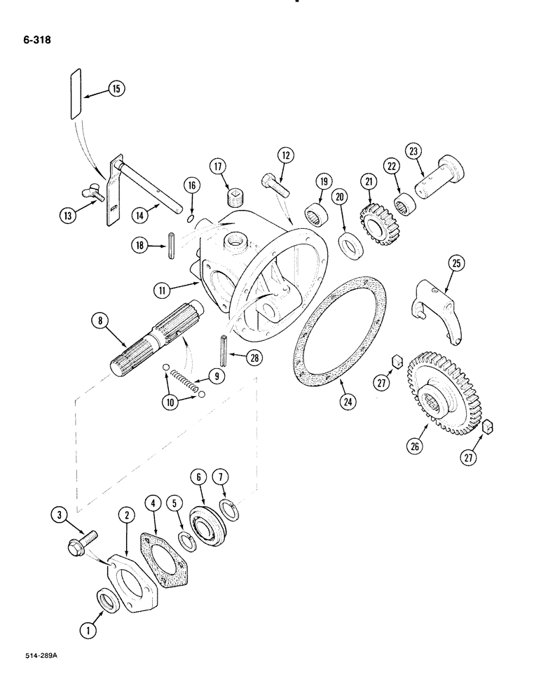 Схема запчастей Case IH 885 - (6-318) - SIDE DRIVE POWER TAKE OFF, PRIOR TO P.I.N. 18001 (06) - POWER TRAIN