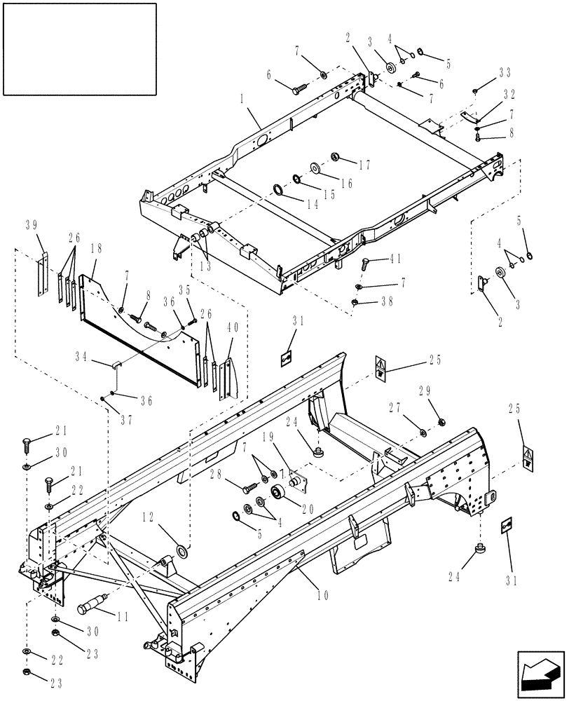 Схема запчастей Case IH AFX8010 - (K.62.D[1]) - FRAME, LOWER & PIVOT, CLEANING SHOE, SELF-LEVELING K - Crop Processing