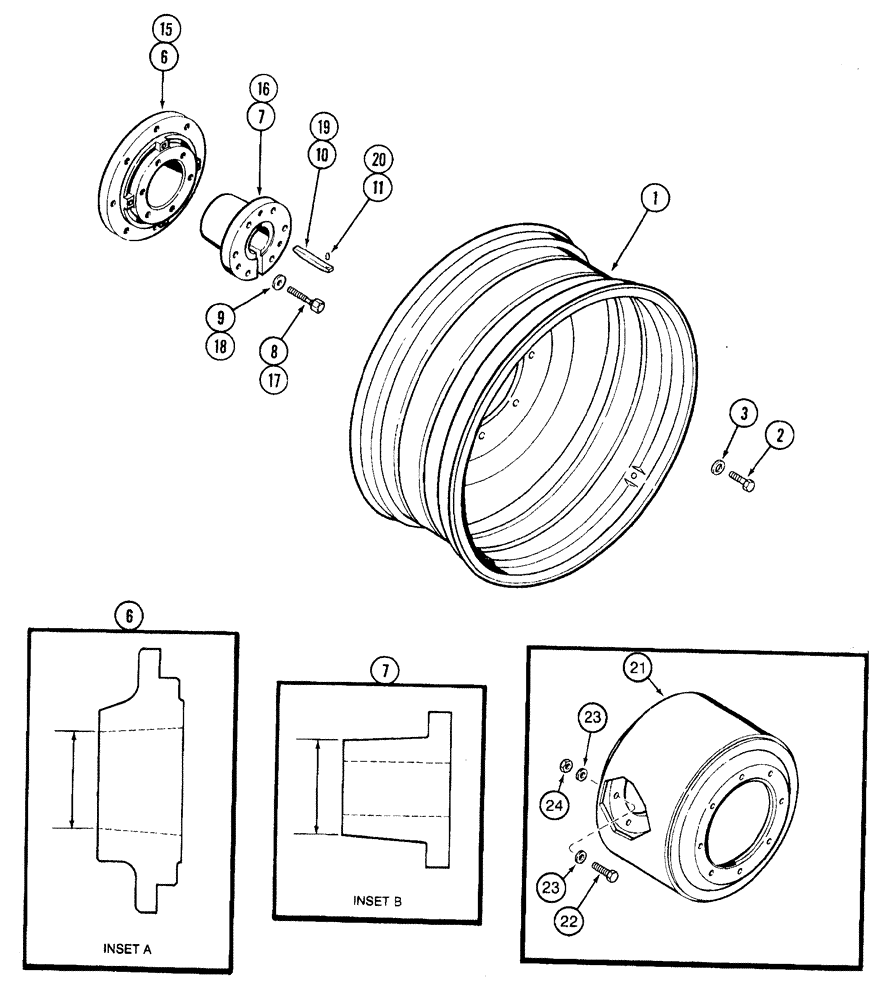 Схема запчастей Case IH 7210 - (6-088) - STEEL REAR WHEELS, 32 AND 34 INCH, SINGLE OR DUAL (06) - POWER TRAIN