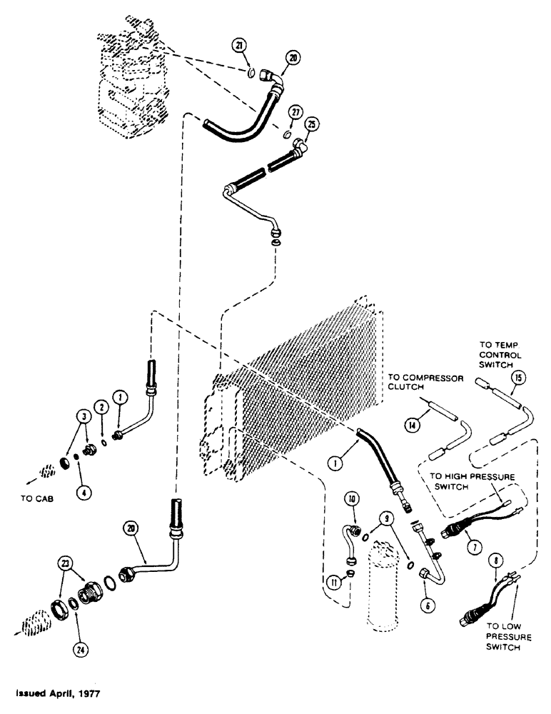 Схема запчастей Case IH 1175 - (325A) - AIR CONDITIONER, HOSES AND TUBES, WITH SAFETY SWITCH, FIRST USED TRACTOR SERIAL NUMBER 8810656 (09) - CHASSIS
