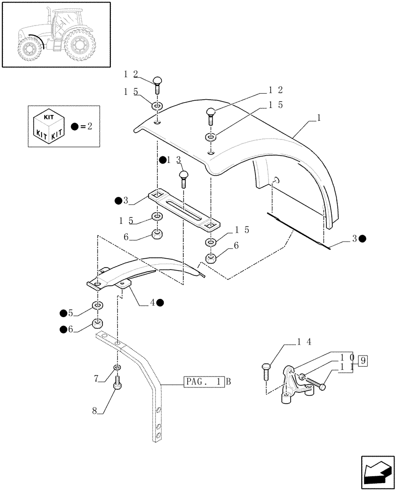 Схема запчастей Case IH PUMA 195 - (1.87.4[02B]) - (VAR.497-575) DYNAMIC FRONT FENDERS - FENDERS AND BRACKETS - D6067 (08) - SHEET METAL