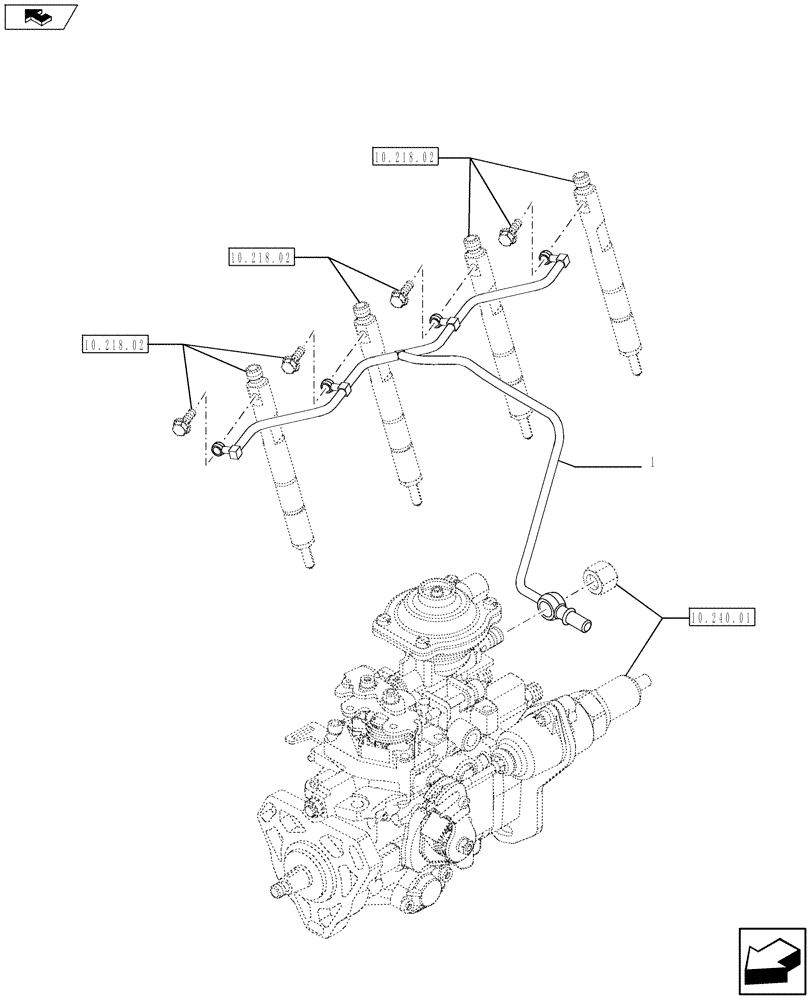 Схема запчастей Case IH F5AE5484B A002 - (10.218.01 02) - INJECTION EQUIPMENT - PIPING (10) - ENGINE