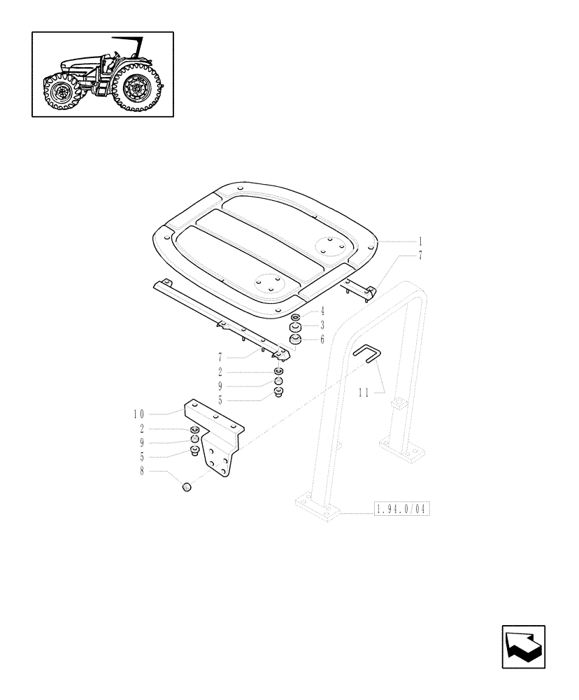 Схема запчастей Case IH JX1080U - (1.94.0/03[01]) - (VAR.857) HARD TOP - PLATES & SUPPORTS - C5381 (10) - OPERATORS PLATFORM/CAB