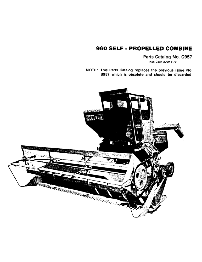 Схема запчастей Case IH 960 - (001A) - 960 SELF - PROPELLED COMBINE (00) - GENERAL & PICTORIAL INDEX