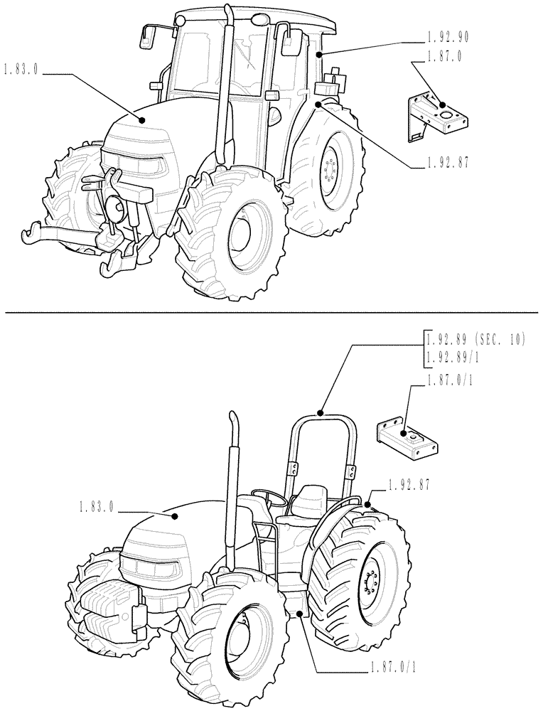 Схема запчастей Case IH JX1060C - (1.82.9) - SEC. 08 - SHEET METAL (08) - SHEET METAL