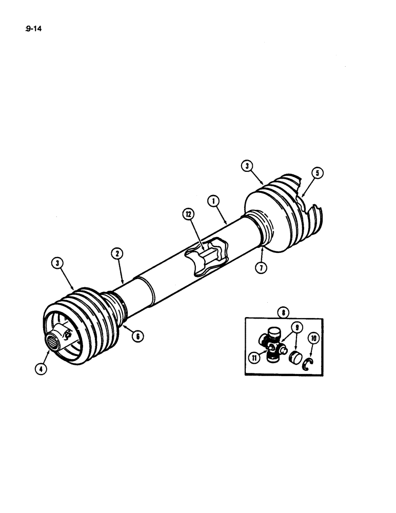 Схема запчастей Case IH 1844 - (9-014) - SHIELDED TELESCOPING SHAFT, GEAR BOX TO GEAR BOX, 1844 COTTON PICKER (13) - PICKING SYSTEM