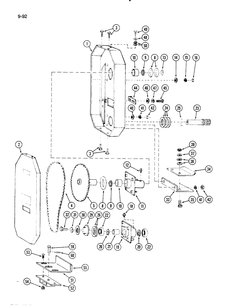Схема запчастей Case IH 60FS - (9-092) - DRIVE BOX, 60FS MOWER, 235 AND 235H TRACTOR (03) - CHASSIS/MOUNTED EQUIPMENT