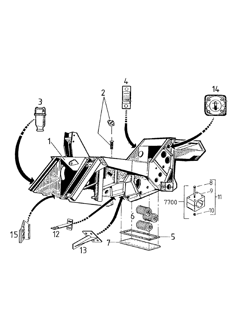 Схема запчастей Case IH 7700 - (G01-01) - LEG BASE CUTTER, CHASSIS, 7000/7700 Leg Base Cutter