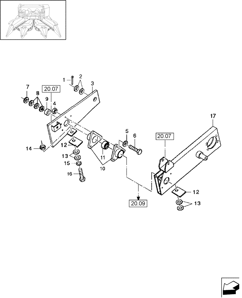 Схема запчастей Case IH HDX3R - (20.08) - AUGER, ARM (58) - ATTACHMENTS/HEADERS