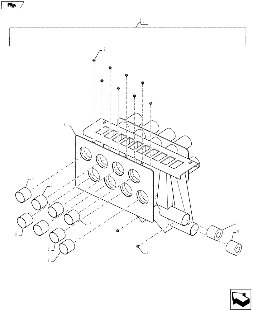 Схема запчастей Case IH 810 - (39.130.27) - VENTURI GROUP, RH, 2-1/2" TUBES (39) - FRAMES AND BALLASTING