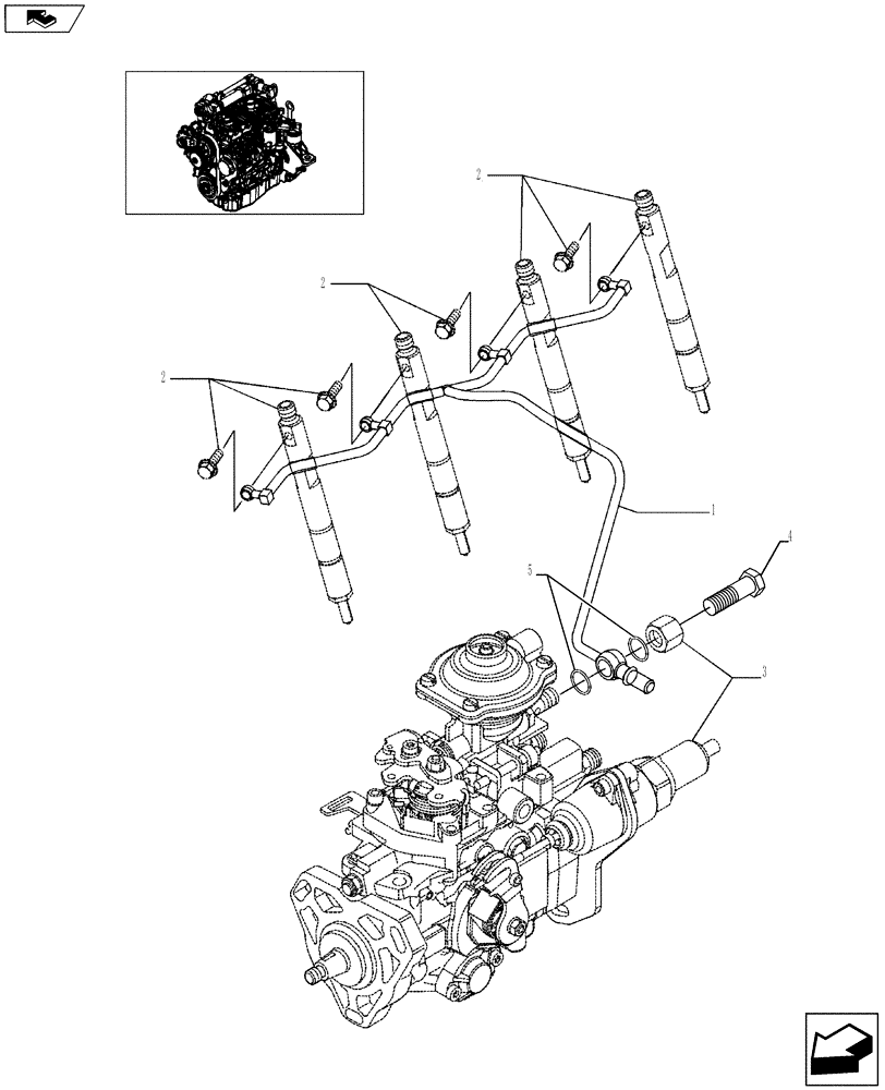 Схема запчастей Case IH 445 - (03-07) - INJECTION EQUIPMENT - FUEL, RETURN (87380450) (03) - FUEL SYSTEM