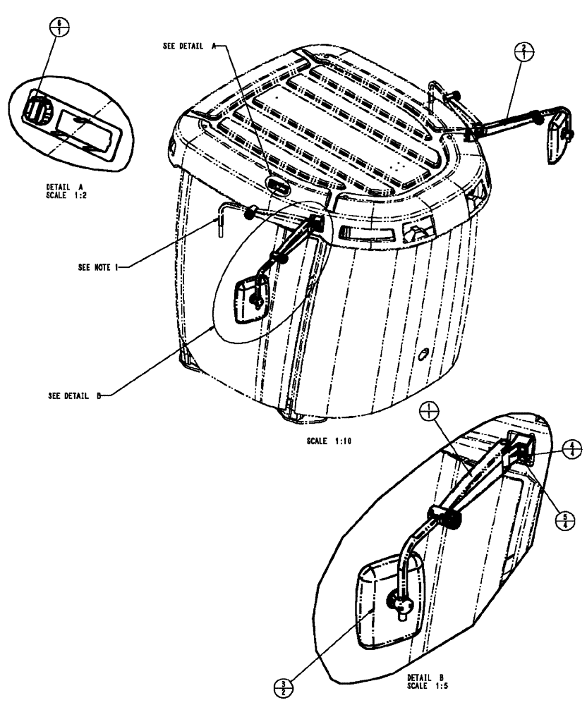 Схема запчастей Case IH FLX4510 - (01-030) - MIRROR ASSEMBLY, MANUAL (10) - CAB