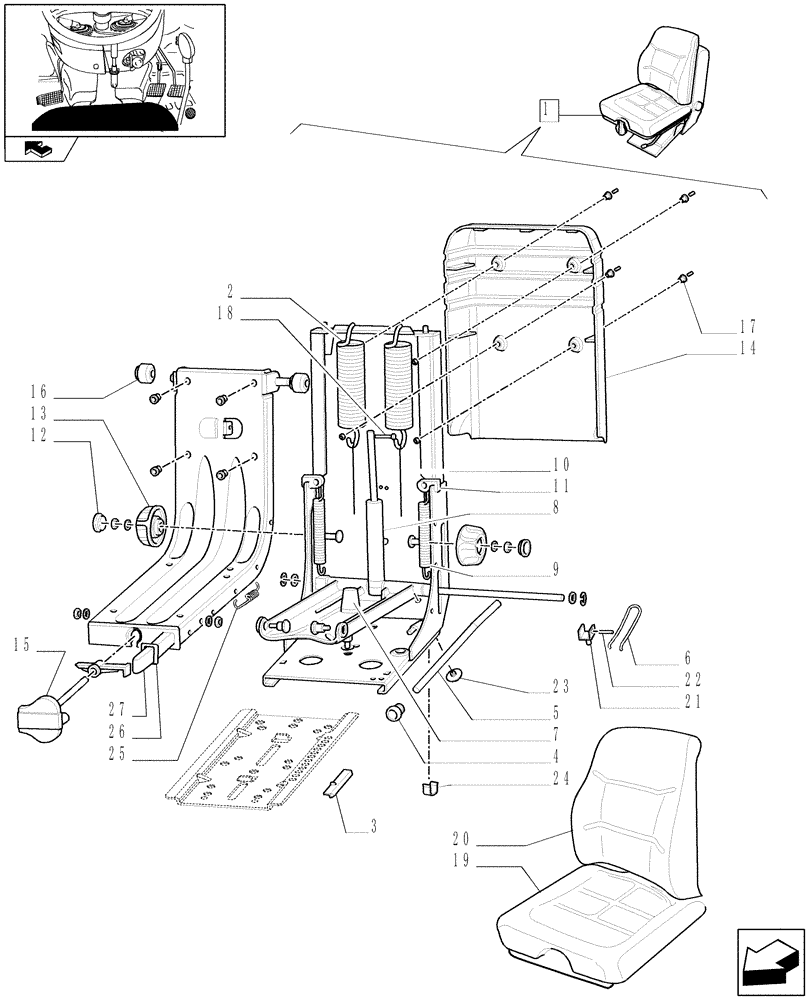 Схема запчастей Case IH FARMALL 85C - (1.92.85/ A) - "MT" PVC SEAT - BREAKDOWN - L/CAB (10) - OPERATORS PLATFORM/CAB