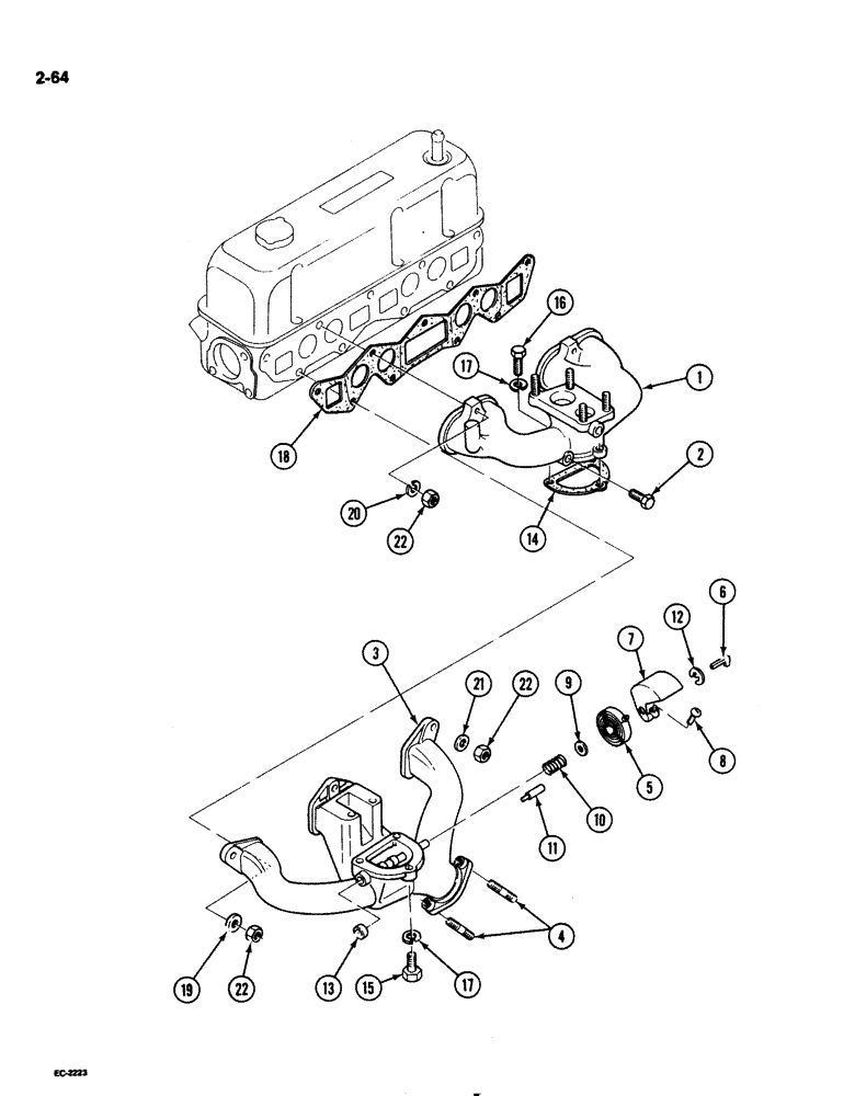 Схема запчастей Case IH 1825 - (2-64) - MANIFOLDS, GASOLINE MODELS (02) - ENGINE