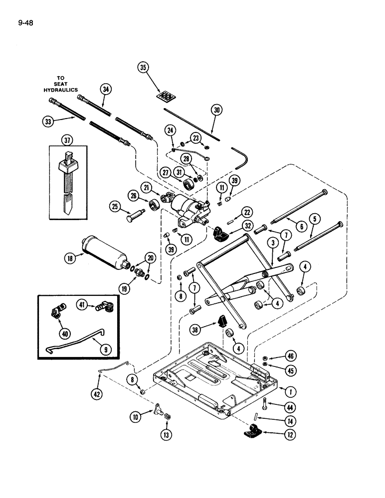 Схема запчастей Case IH 3594 - (9-048) - CLOTH SEAT, AIR/OIL SUSPENSION (09) - CHASSIS/ATTACHMENTS