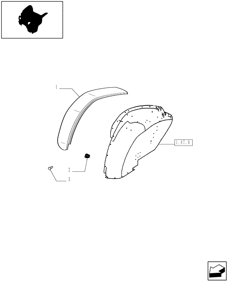 Схема запчастей Case IH JX95 - (1.92.5) - VAR - 869 - REAR FENDERS RUBBER SIDE EXTENSIONS (10) - OPERATORS PLATFORM/CAB