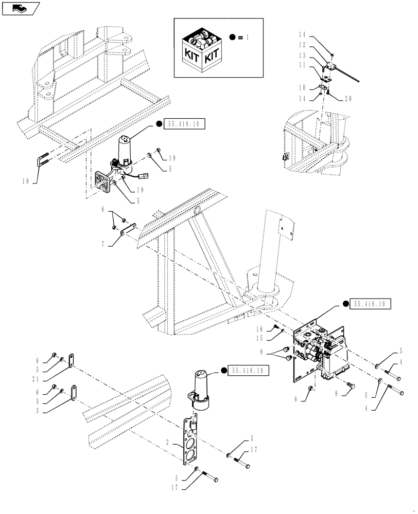 Схема запчастей Case IH 3330 - (55.418.07[03]) - AUTOBOOM MOUNTING PARTS, 90/100, BOOM LEVEL AND HEIGHT CONTROL, SN YBT031929 AND AFTER (55) - ELECTRICAL SYSTEMS