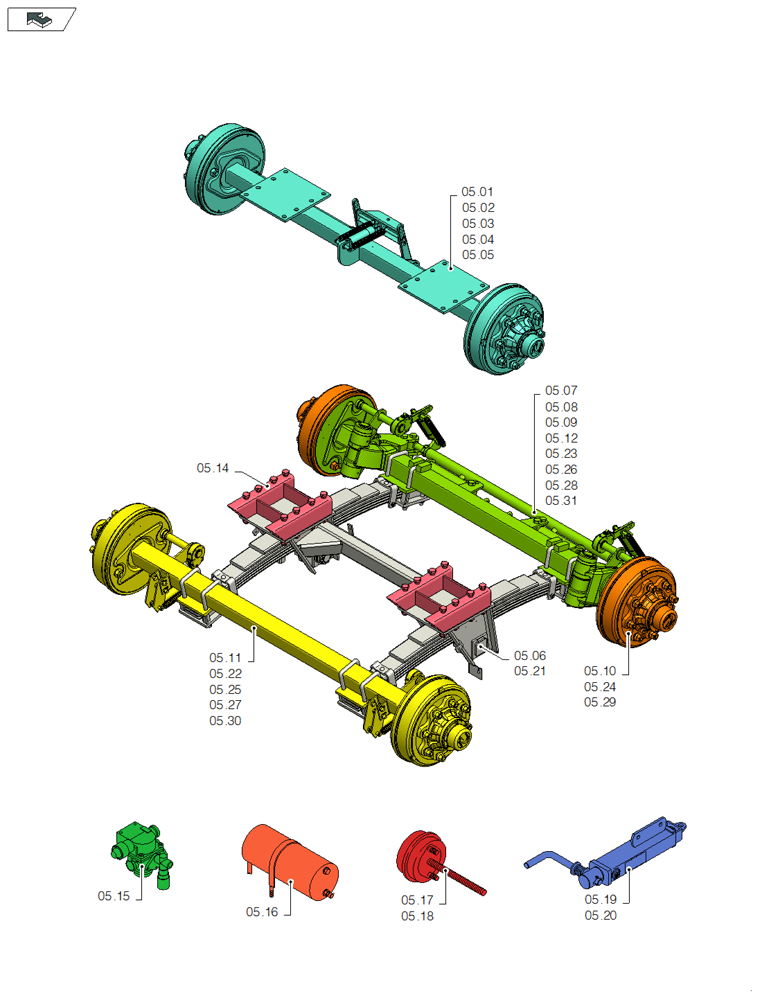 Схема запчастей Case IH LB433S - (05.00[01]) - PICTORIAL OVERVIEW 1/1 - AXLE (05) - AXLE