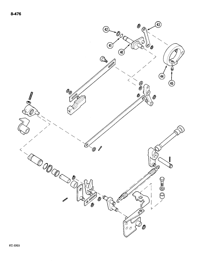 Схема запчастей Case IH 585 - (8-476) - DRAFT CONTROL LINKAGE IN REAR FRAME, TRACTOR WITHOUT CAB, CONTD (08) - HYDRAULICS