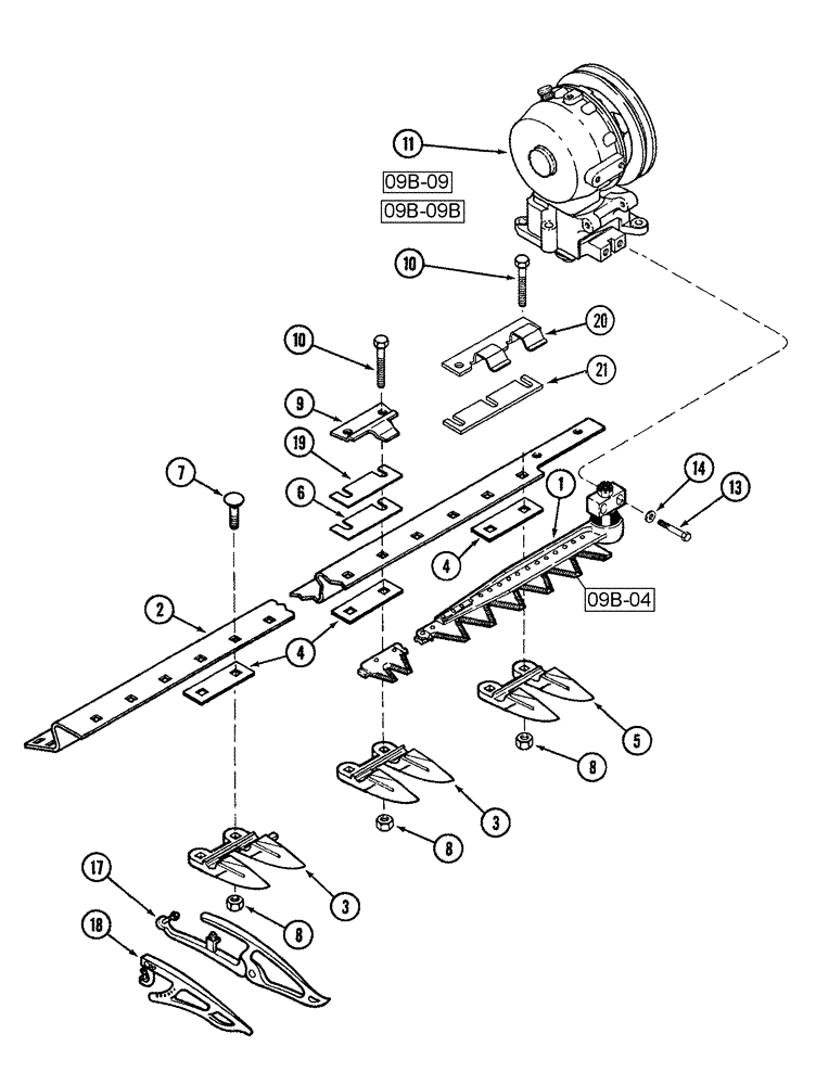 Схема запчастей Case IH 1010 - (09B-02) - KNIFE GUARDS AND CUTTER BAR 3 INCH KNIFE (09) - CHASSIS/ATTACHMENTS