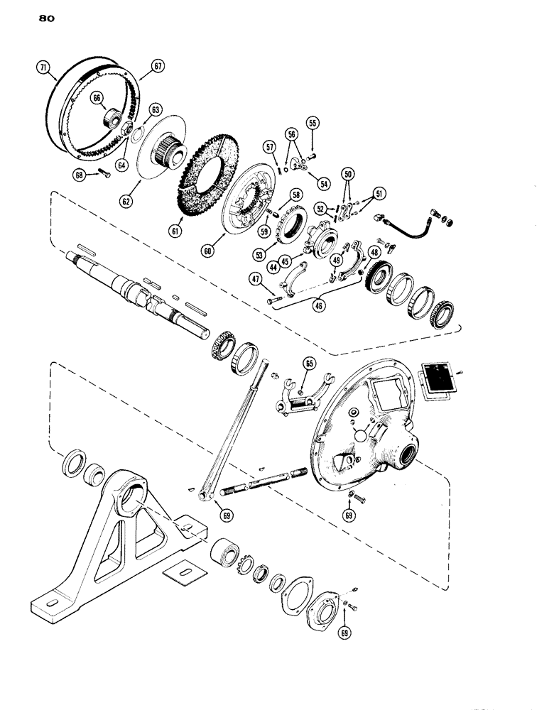 Схема запчастей Case IH A284 - (80) - P.T.O. CLUTCH, MULTIPLE PULLEY, CONTINUED 