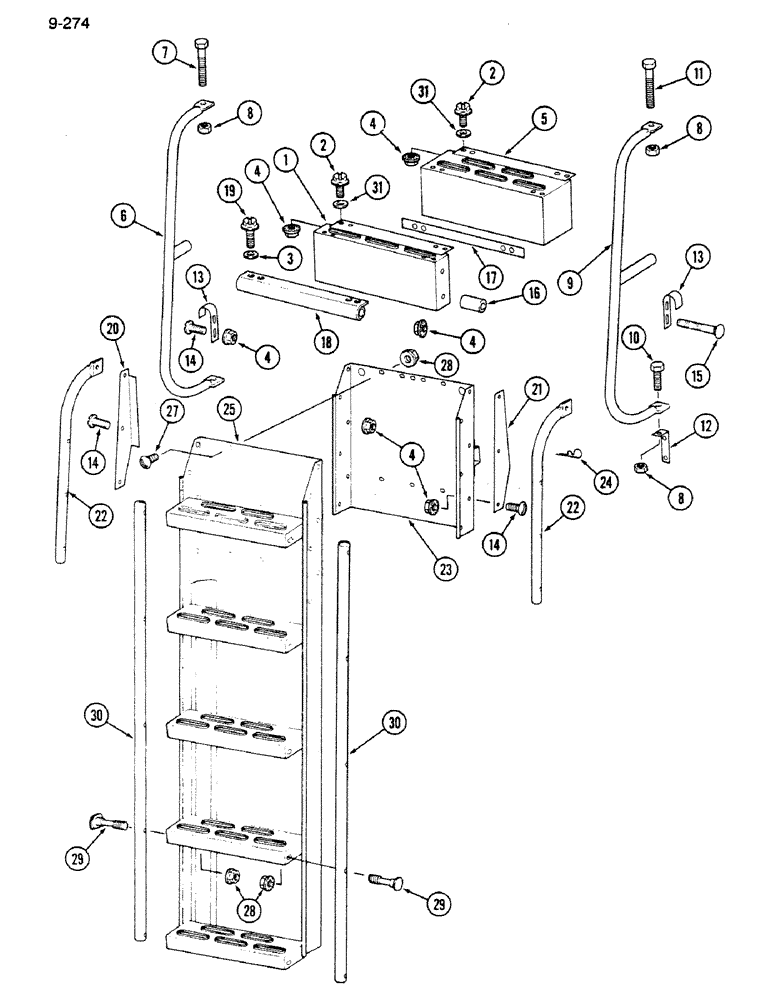 Схема запчастей Case IH 1620 - (9-274) - FIXED LADDER AND EXTENSION (12) - CHASSIS
