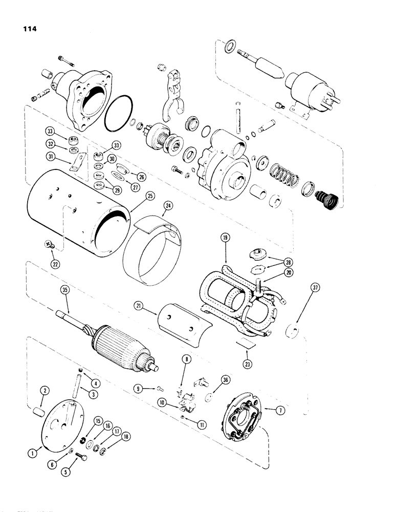Схема запчастей Case IH 1270 - (114) - STARTER ASSEMBLY, DELCO-REMY NUMBER 1113399 (04) - ELECTRICAL SYSTEMS