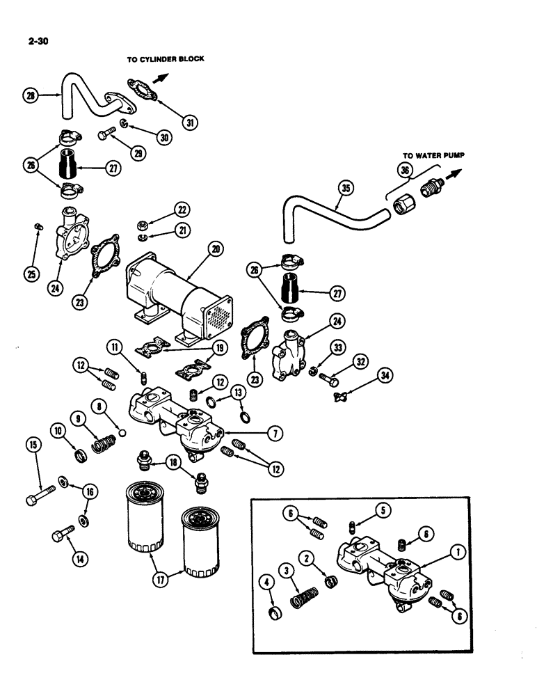 Схема запчастей Case IH 4490 - (2-030) - OIL FILTER AND HEAT EXCHANGER, 504BDT DIESEL ENGINE (02) - ENGINE