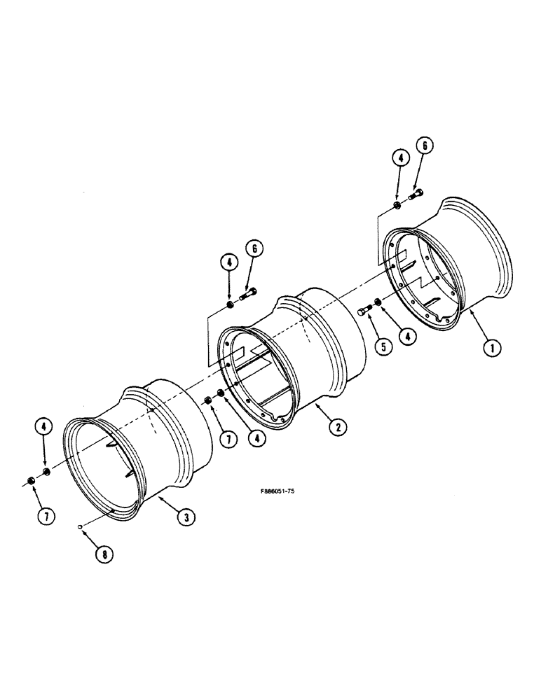 Схема запчастей Case IH 9150 - (6-102) - WHEELS, HUB BOLTED TRIPLES, K598.60/70 AXLE (06) - POWER TRAIN