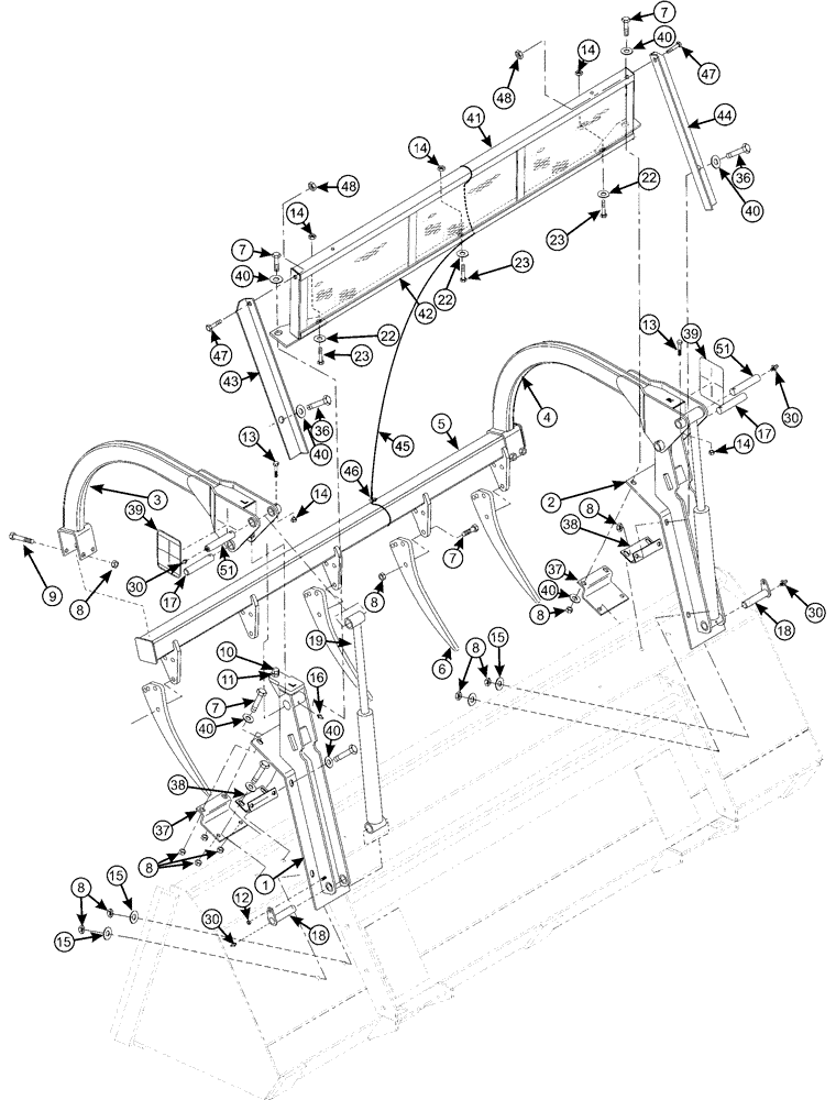 Схема запчастей Case IH LX192 - (88.058.01[01]) - GRAPPLE FORK WITH SPILL GUARD (88) - ACCESSORIES