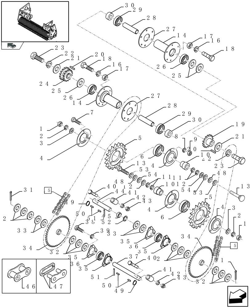 Схема запчастей Case IH LBX332R - (13.04[01]) - PICK-UP, MAIN TRANSMISSION (13) - FEEDER
