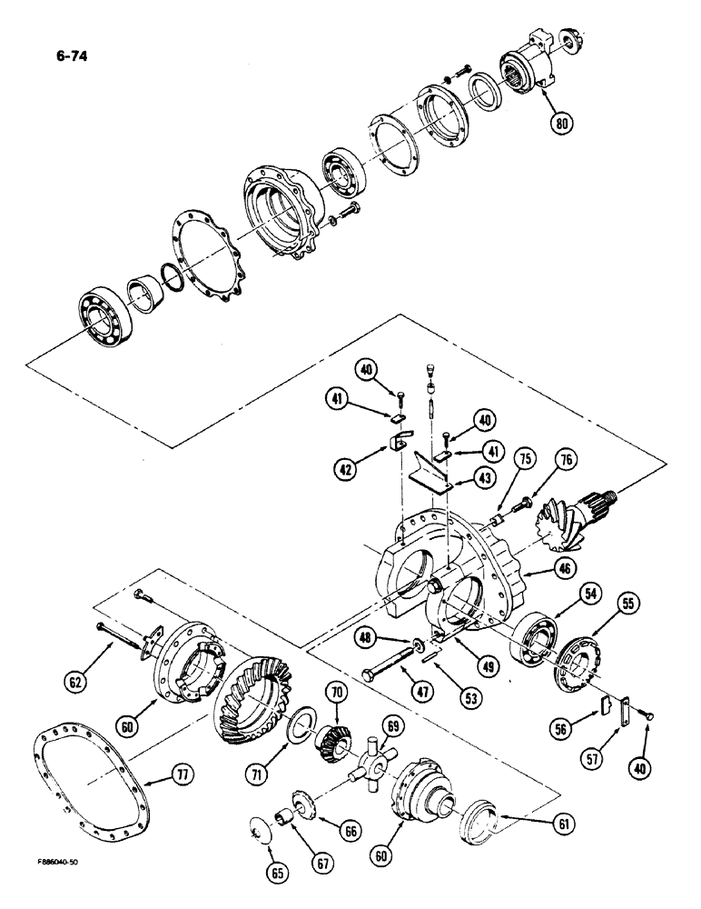 Схема запчастей Case IH 9180 - (6-74) - AXLE ASSEMBLY, DIFFERENTIAL AND CARRIER, K598.60/70 SERIES, (CONT) (06) - POWER TRAIN