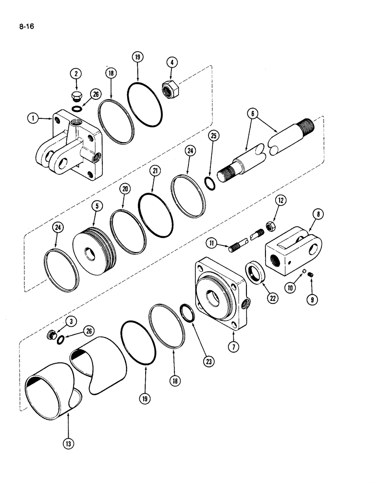 Схема запчастей Case IH 696 - (8-16) - FOLDING DISK HYDRAULIC CYLINDER 4-3/4 INCH BORE X 12 INCH STROKE (08) - HYDRAULICS