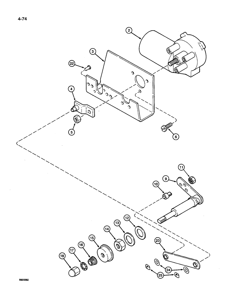 Схема запчастей Case IH 9260 - (4-074) - WIPER DRIVE, REAR WINDOW, P.I.N. JCB0028400 AND AFTER (04) - ELECTRICAL SYSTEMS